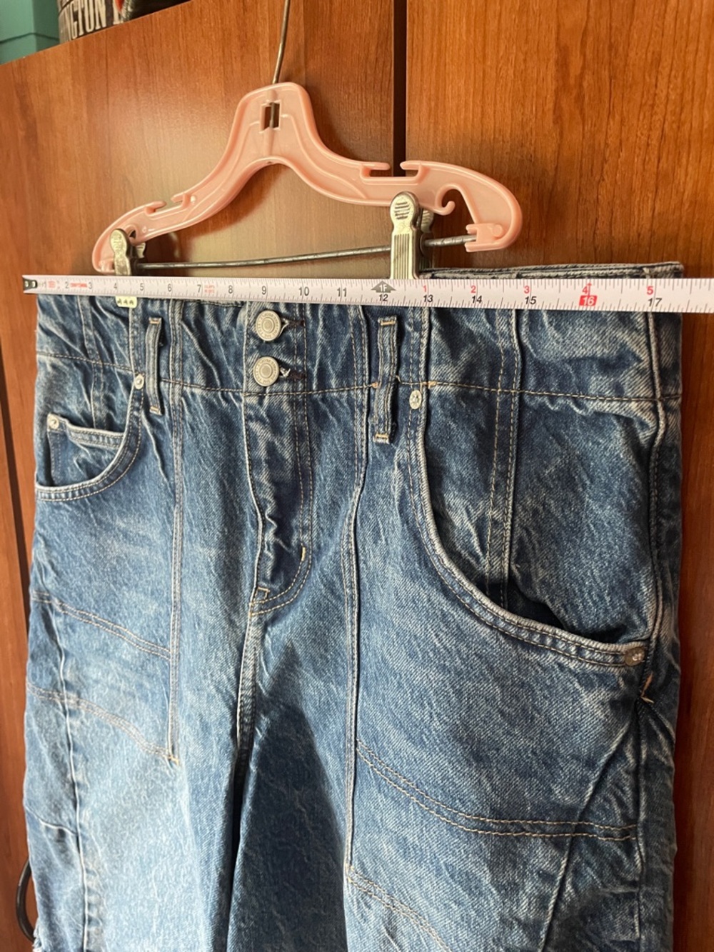 We The Free Distressed Blue Denim Shorts - Picture 3 of 5